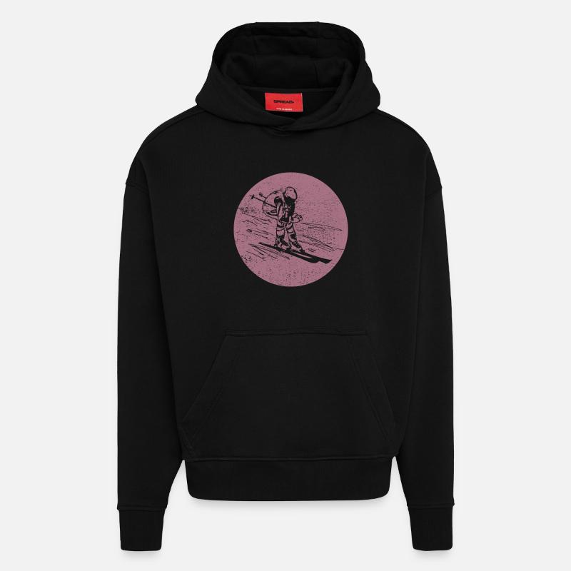 Ski - Ski holiday and skiing retro - Hoodie- made by SPREAD  - SOLID BLACK