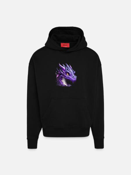 Kawaii Purple Dragon - Hoodie- made by SPREAD  - SOLID BLACK