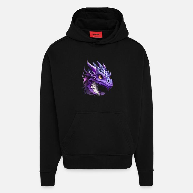 Kawaii Lila Drache - Hoodie- made by SPREAD  - SOLID BLACK
