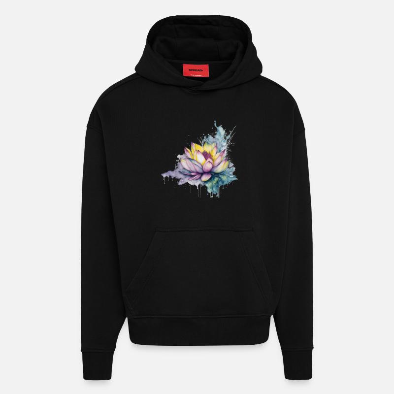Lotus - Sweat à capuche bio épais oversize fabriqué en UE - SOLID BLACK