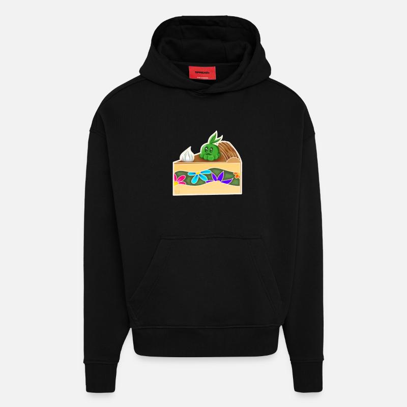 PieceOfCakePousse ! - Sweat à capuche bio épais oversize fabriqué en UE - SOLID BLACK