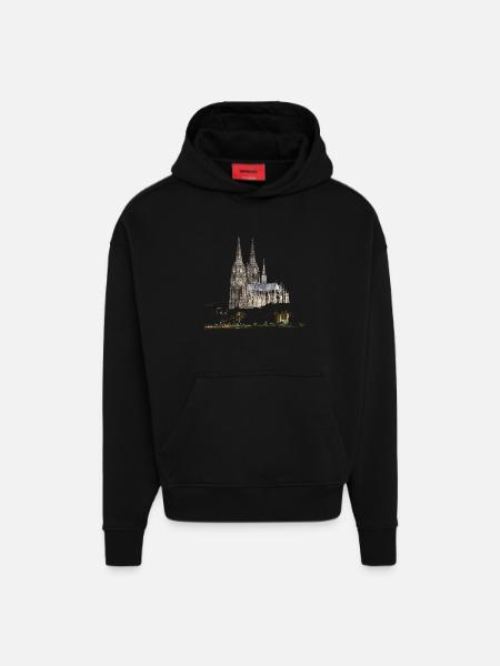 Cologne - Sweat à capuche bio épais oversize fabriqué en UE - SOLID BLACK