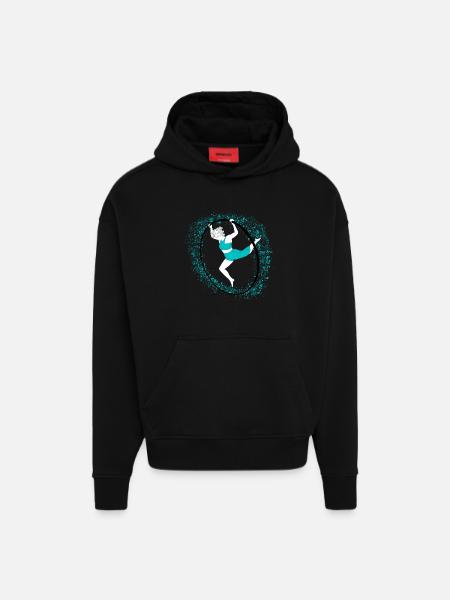 Roue Cyr - Sweat à capuche bio épais oversize fabriqué en UE - SOLID BLACK