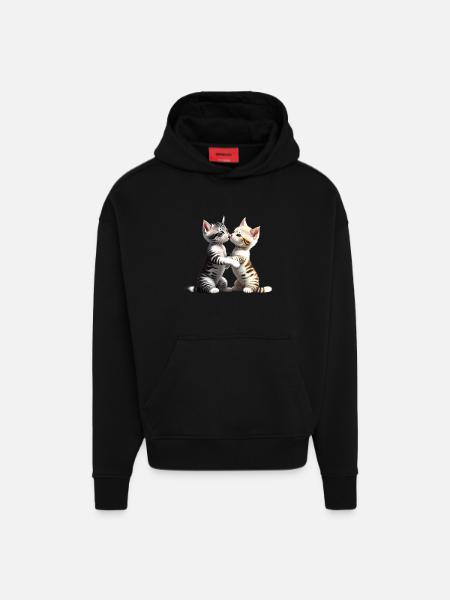 Embrasser les chats - Sweat à capuche bio épais oversize fabriqué en UE - SOLID BLACK