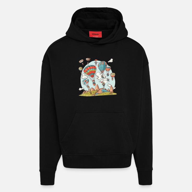 Ballon Doodle - Hoodie- made by SPREAD  - SOLID BLACK