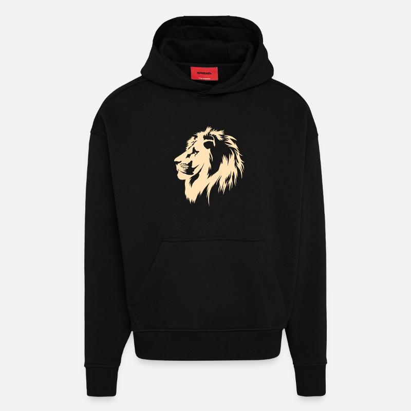 King of the Cats (sable) - Sweat à capuche bio épais oversize fabriqué en UE - SOLID BLACK
