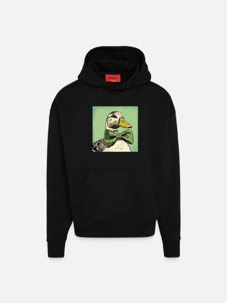 Duck with Bowtie - Hoodie- made by SPREAD  - SOLID BLACK