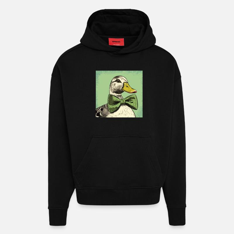 Duck with Bowtie - Hoodie- made by SPREAD  - SOLID BLACK