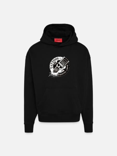 TATTOOS PAINFUL LOVE - Hoodie- made by SPREAD - SOLID BLACK