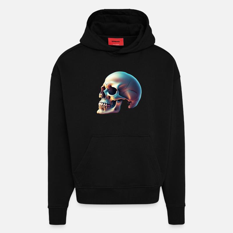 Printflow Crâne Halloween - Sweat à capuche bio épais oversize fabriqué en UE - SOLID BLACK