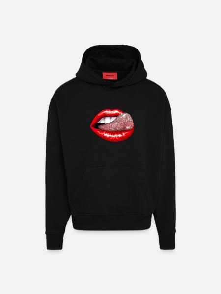 Precious Tongue - Hoodie- made by SPREAD - SOLID BLACK