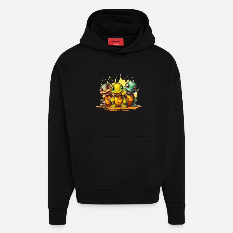 Escouade de bébés tortues - Sweat à capuche bio épais oversize fabriqué en UE - SOLID BLACK
