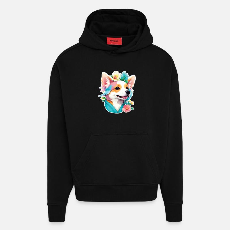 Corgi - Hoodie- made by SPREAD - SOLID BLACK