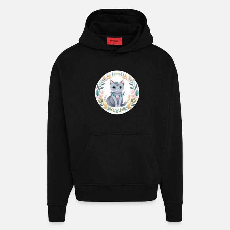 Nature Liberté Chat - Sweat à capuche bio épais oversize fabriqué en UE - SOLID BLACK