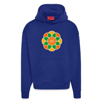 Basketball-Blumen-Mandala - Hoodie- made by SPREAD  - Iconic Blue - Vorne
