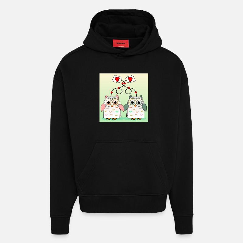 Owl Tea - Hoodie- made by SPREAD  - SOLID BLACK