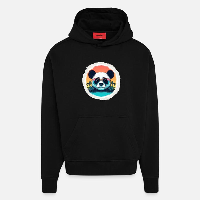 Baby-Panda im Urlaub - Hoodie- made by SPREAD  - SOLID BLACK