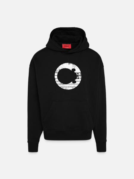 Skateboard Drawing - Hoodie- made by SPREAD - SOLID BLACK