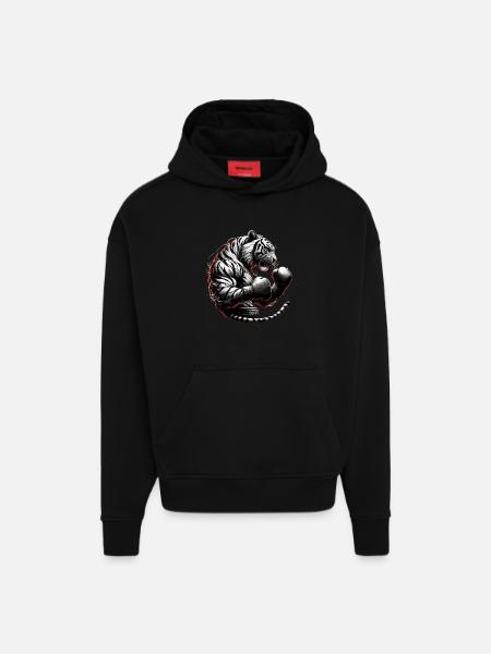 Tiger Boxer Fighter Boxing Gift - Hoodie- made by SPREAD - SOLID BLACK