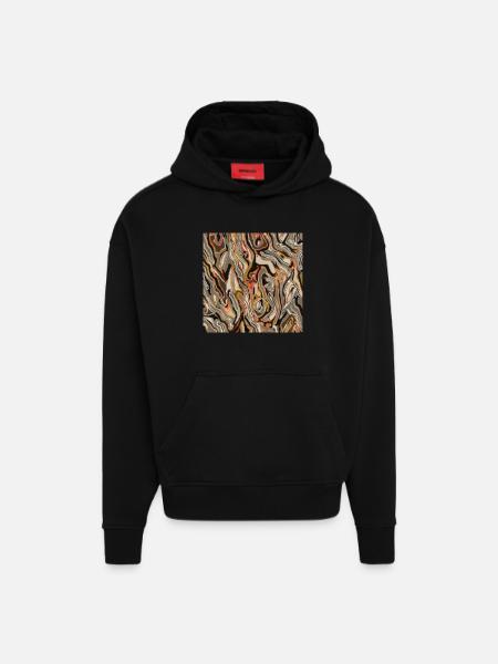 Semblable au bois - Sweat à capuche bio épais oversize fabriqué en UE - SOLID BLACK