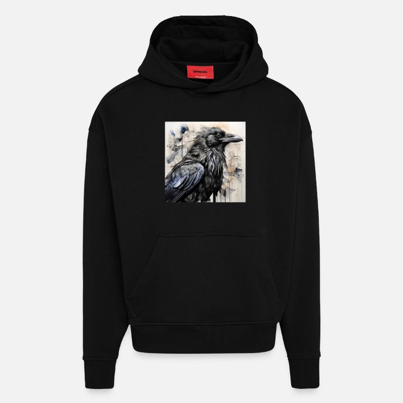 The Black Raven - Hoodie- made by SPREAD  - SOLID BLACK