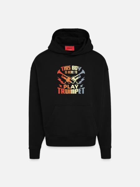 Boy playing trumpet - Hoodie- made by SPREAD - SOLID BLACK