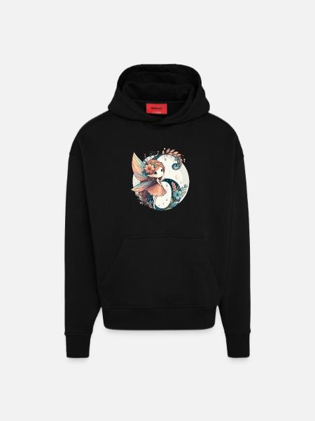 Regalo di compleanno dell'elfo fatato di 6 anni - Felpa con cappuccio ecologica oversize Heavyweight Made in UE - SOLID BLACK