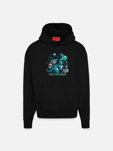 Daddy's Cuddlesaurus Cuddle Dinosaur Gift - Hoodie- made by SPREAD  - SOLID BLACK