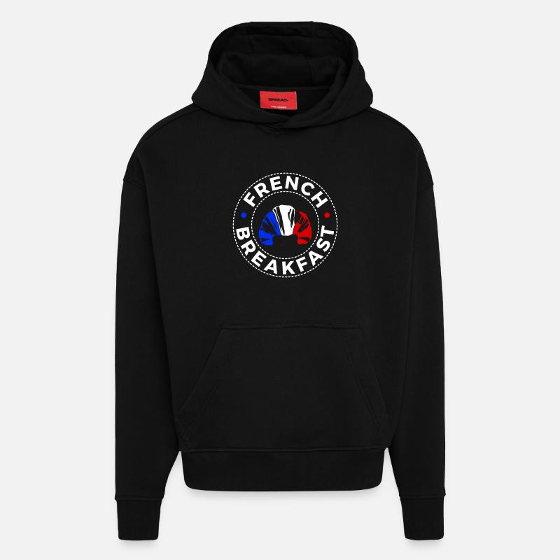 French Breakfast - Sweat à capuche bio épais oversize fabriqué en UE - SOLID BLACK