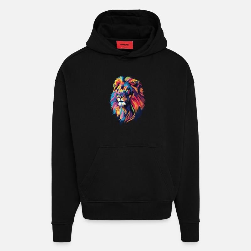 Bunte Löwen-Illustration - Hoodie- made by SPREAD  - SOLID BLACK