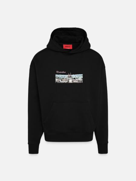 Winterthur - Sweat à capuche bio épais oversize fabriqué en UE - SOLID BLACK