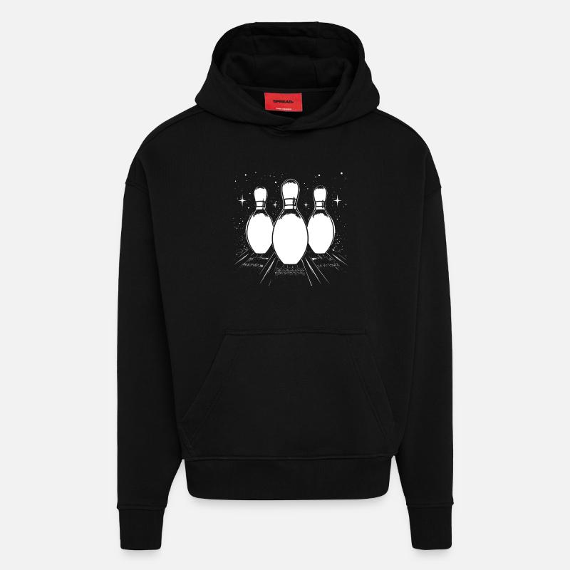 Dessin de bowling - Sweat à capuche bio épais oversize fabriqué en UE - SOLID BLACK