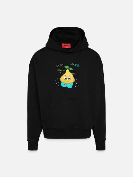Funny yellow pear - Hoodie- made by SPREAD - SOLID BLACK