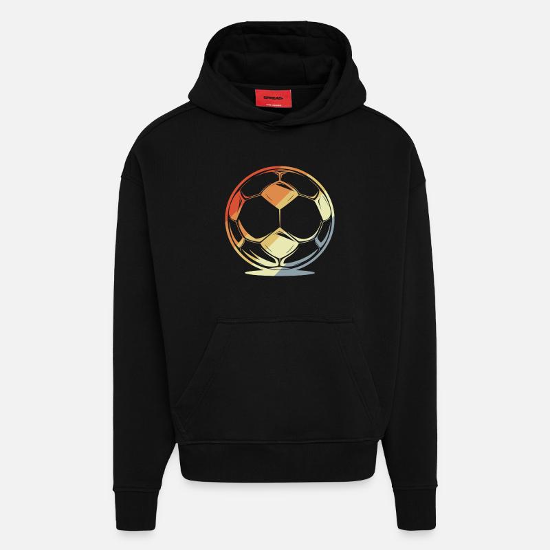 Football dans un style rétro - Sweat à capuche bio épais oversize fabriqué en UE - SOLID BLACK