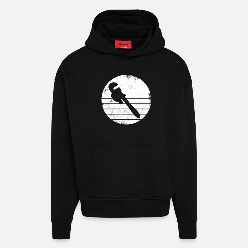 Pipe Wrench Drawing - Hoodie- made by SPREAD  - SOLID BLACK