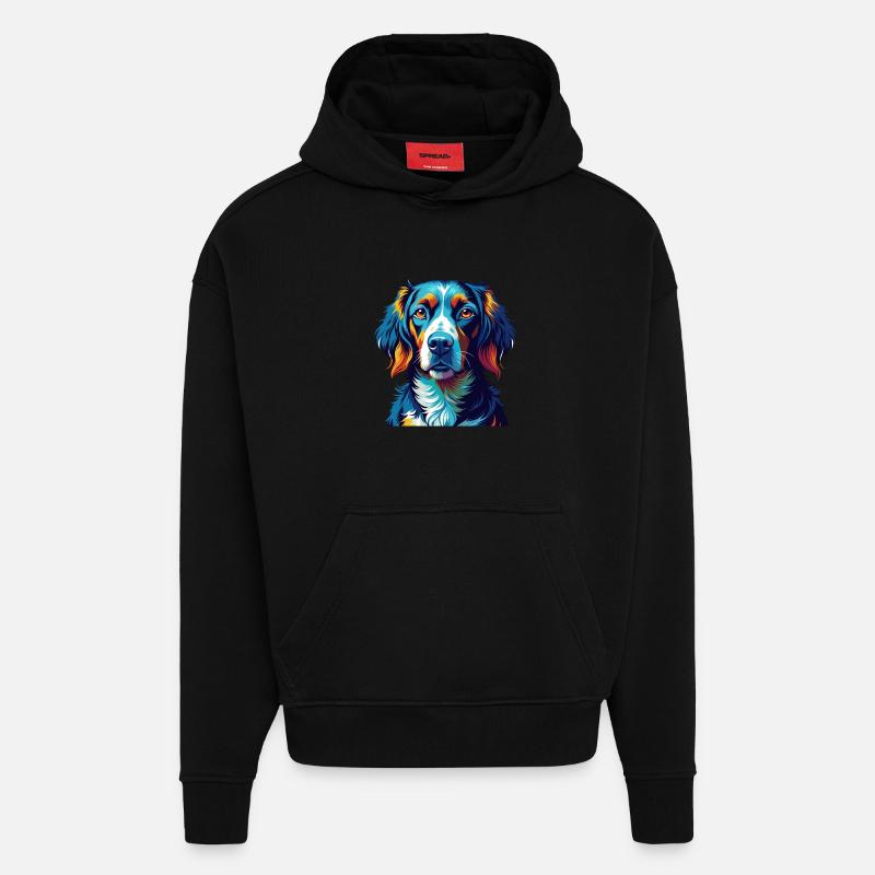 Deutsche Bracke Hunderasse Bunte Karikatur Kawaii - Hoodie- made by SPREAD  - SOLID BLACK