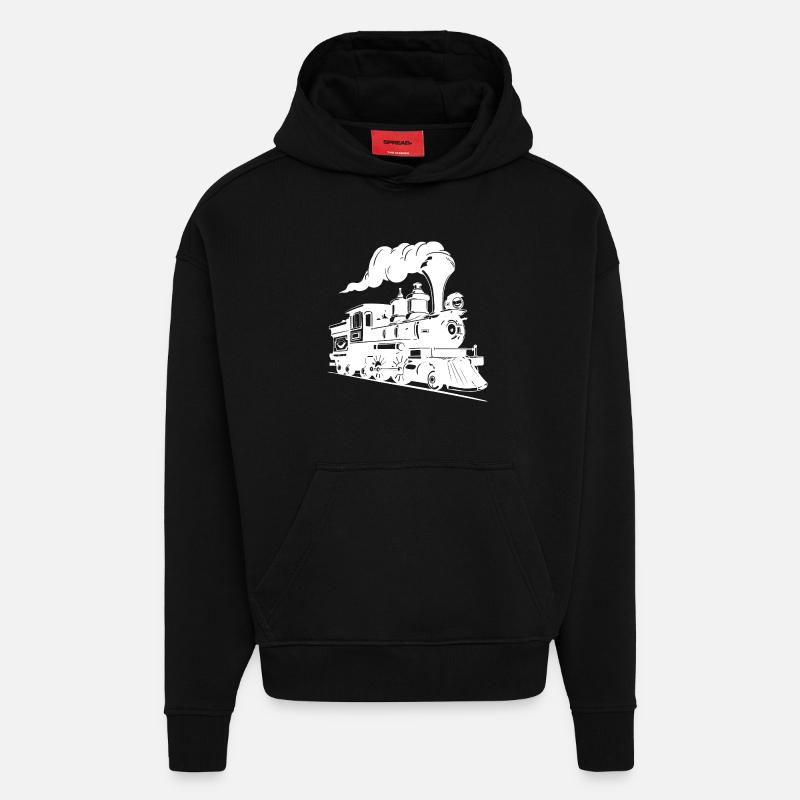 Dampflokomotive Grafik - Hoodie- made by SPREAD  - SOLID BLACK