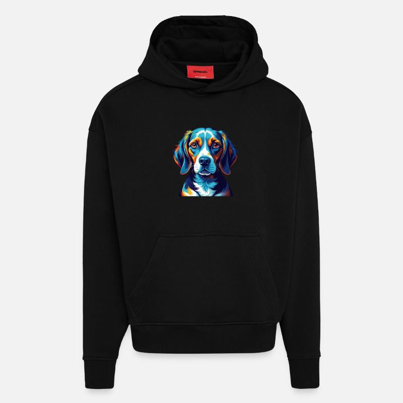 Beagle Hunderasse Bunte Karikatur Kawaii - Hoodie- made by SPREAD  - SOLID BLACK