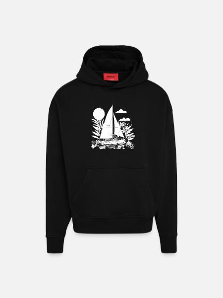 Sailing Comic Look - Hoodie- made by SPREAD  - SOLID BLACK
