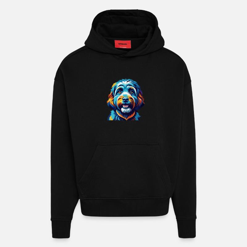 Cockapoo Hunderasse Bunt Karikatur Kawaii - Hoodie- made by SPREAD  - SOLID BLACK