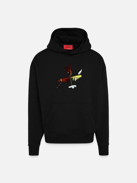 les opposés ce rencontre ! - Sweat à capuche bio épais oversize fabriqué en UE - SOLID BLACK