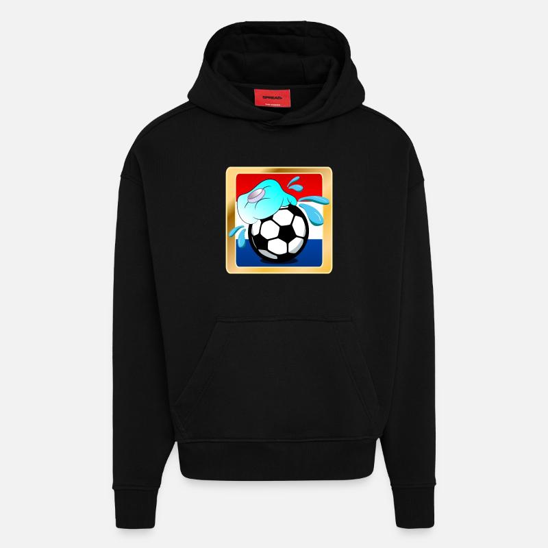 HOLLANDE - FOOTBALL HOT SUMMER PAYS-BAS - Sweat à capuche bio épais oversize fabriqué en UE - SOLID BLACK