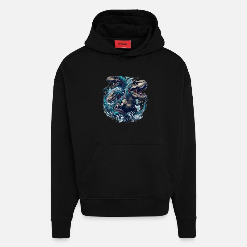Brüllendes T-Rex Trio Dinosaurier Geschenk - Hoodie- made by SPREAD  - SOLID BLACK