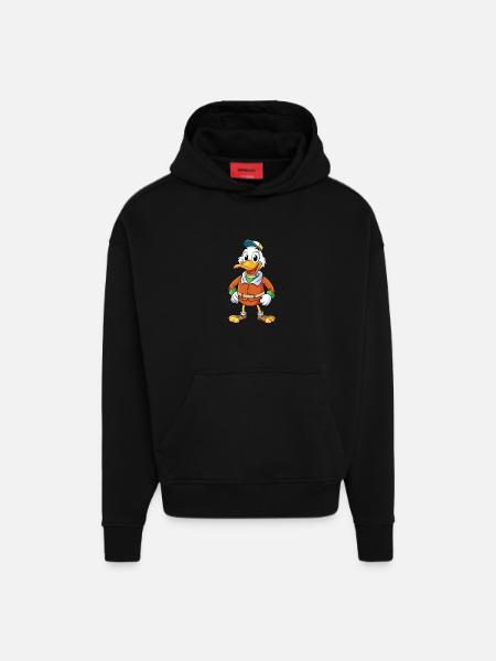 Shoveler Mignon Personnage De Dessin Animé Kawaii Clipart - Sweat à capuche bio épais oversize fabriqué en UE - SOLID BLACK