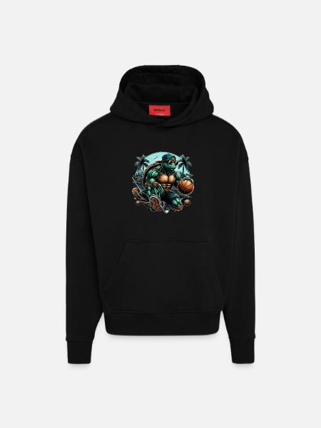 Basketball Turtle Fit Sunglasses Gift - Hoodie- made by SPREAD  - SOLID BLACK