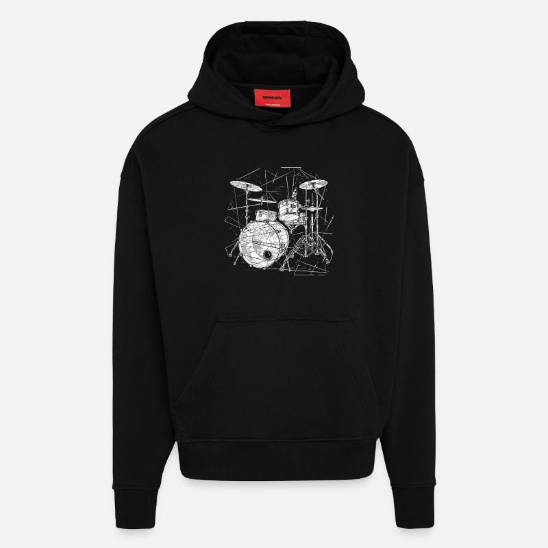 Schlagzeug Grafik - Hoodie- made by SPREAD  - SOLID BLACK