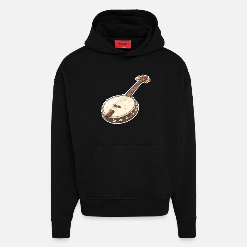 Graphiques Banjo - Sweat à capuche bio épais oversize fabriqué en UE - SOLID BLACK