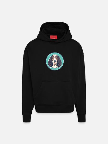 Tweed Water Spaniel Dog Breed Funny Cartoon Kawaii - Hoodie- made by SPREAD  - SOLID BLACK