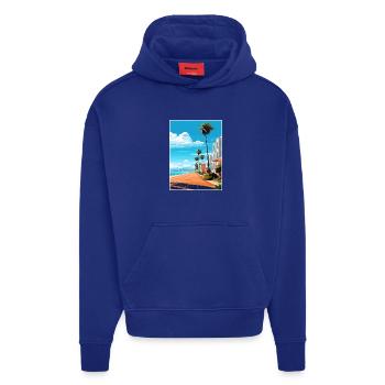 Agadir Maroc Voyage Affiche Souvenir Peinture WPA - Sweat à capuche bio épais oversize fabriqué en UE - Iconic Blue - Devant