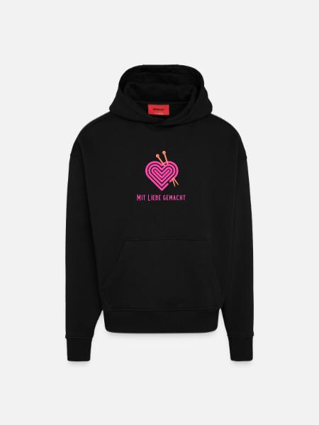 mit Liebe Häkelherz - Hoodie- made by SPREAD - SOLID BLACK